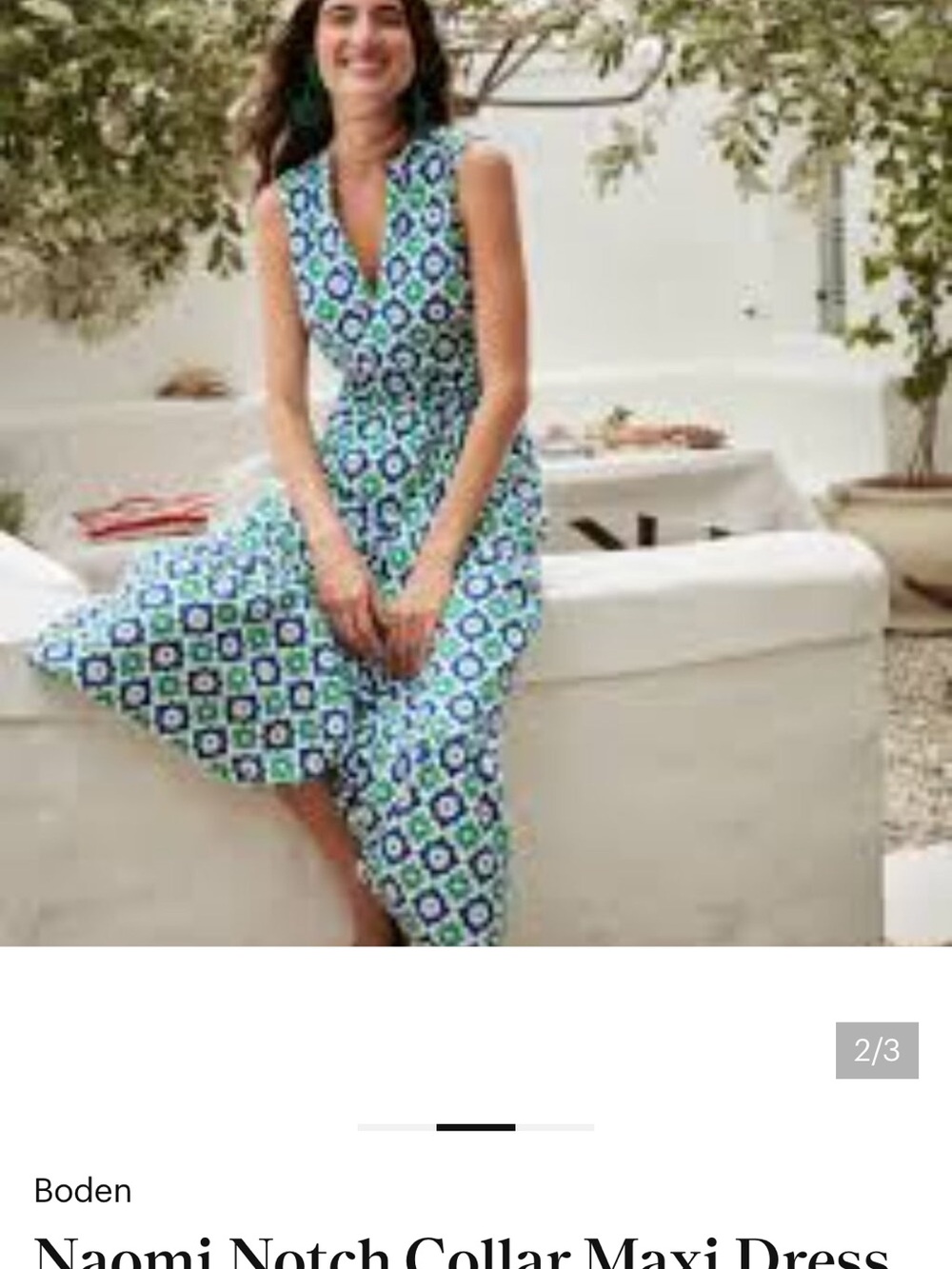 Boden Sleeveless Maxi Dress in Aqua and Navy Tile Print 4R